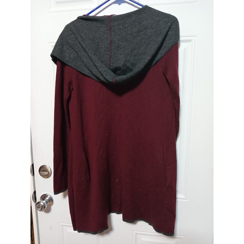 Blanc Noir Bnci Wool Blend Open Front Burgundy Gr… - image 2